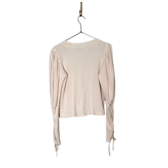 Free People FP One Tasha Thermal Top Tie Sleeve Women’s Size Small Ivory - Picture 8 of 15